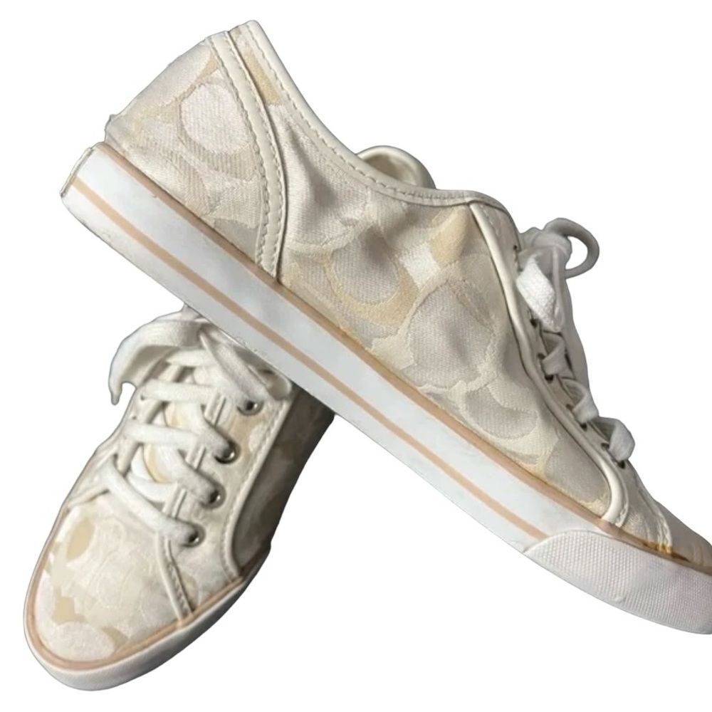 Coach Women’s Signature Dee Cream Lace-up Sneakers Shoes Size 8.5